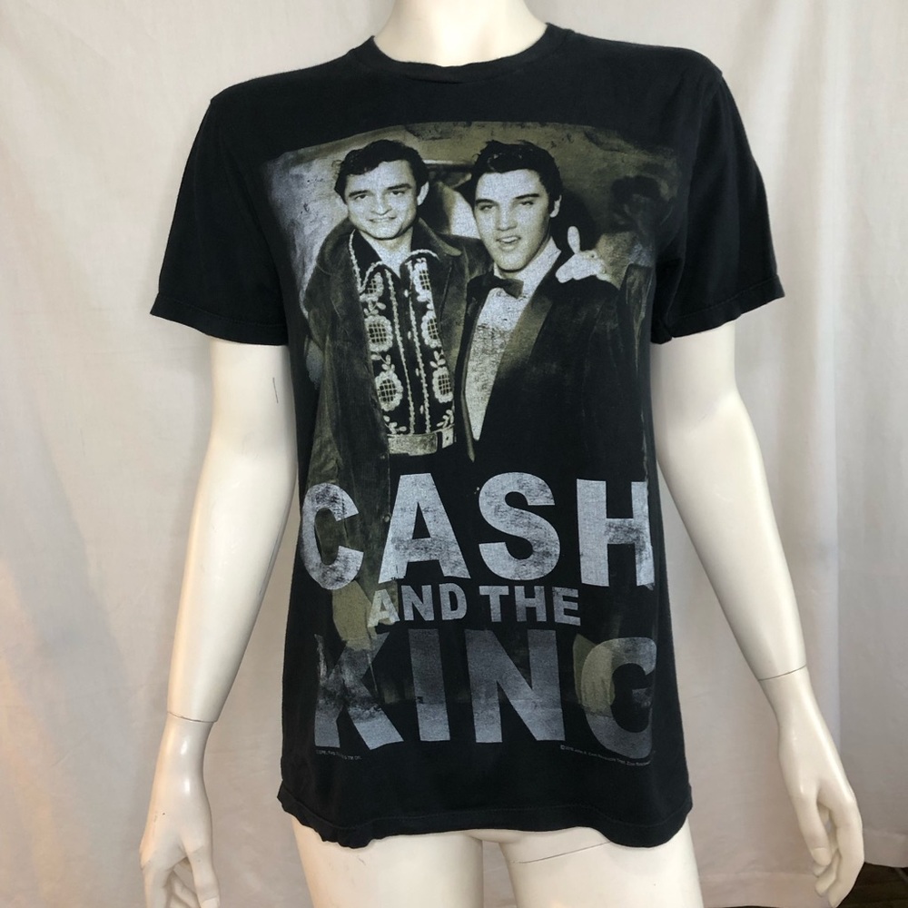 Cash and the King Johnny Cash and Elvis Presley black t shirt size small